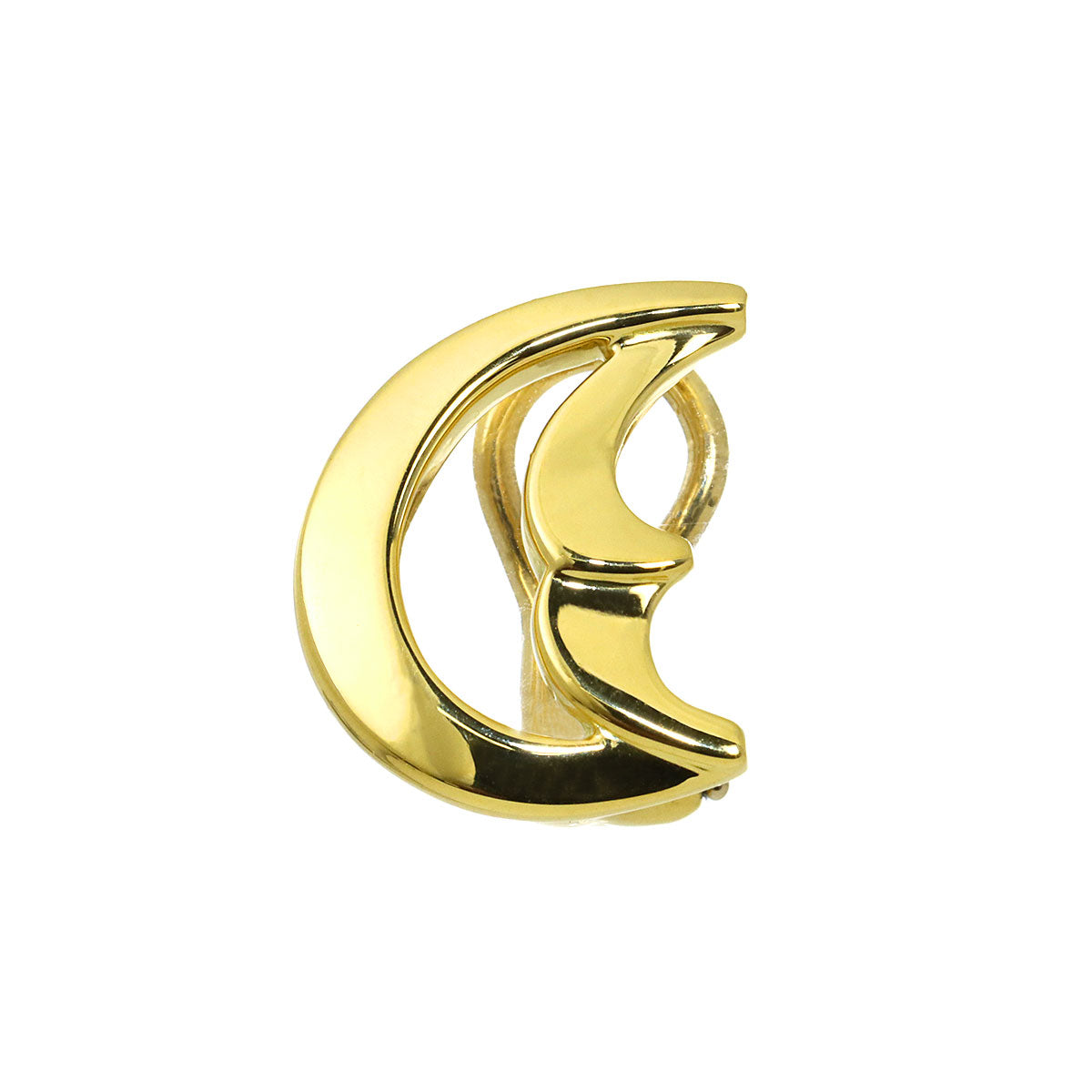 Crescent moon Earring Clip-on 18K YG 750 One Piece only