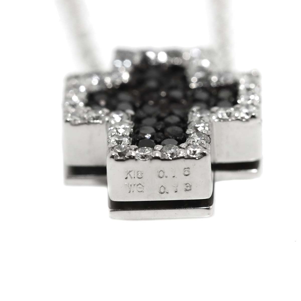 Cross Diamond 0.16ct/0.13ct Necklace 18K White Gold 750