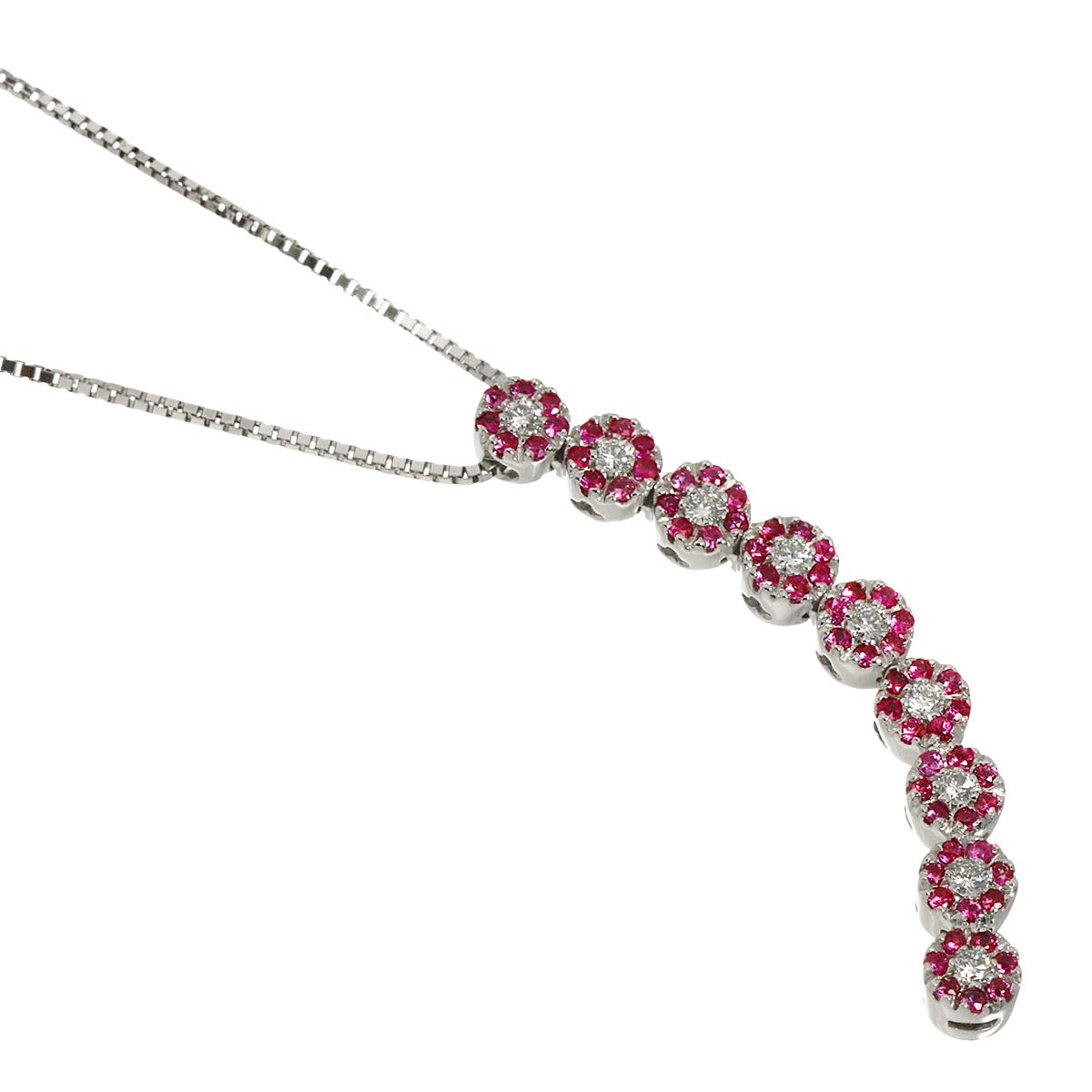 Ruby Diamond Necklace 18K WG 750