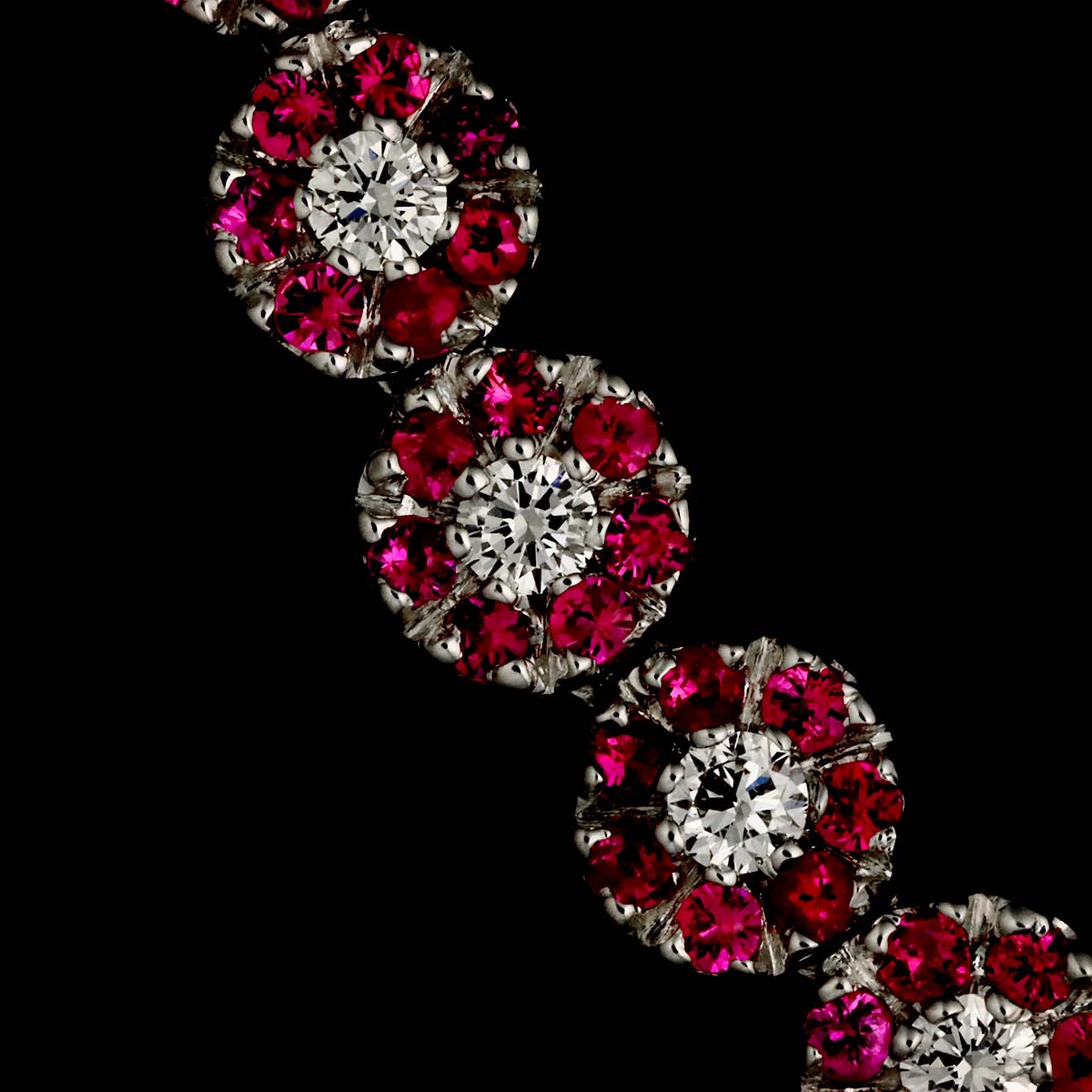 Ruby Diamond Necklace 18K WG 750