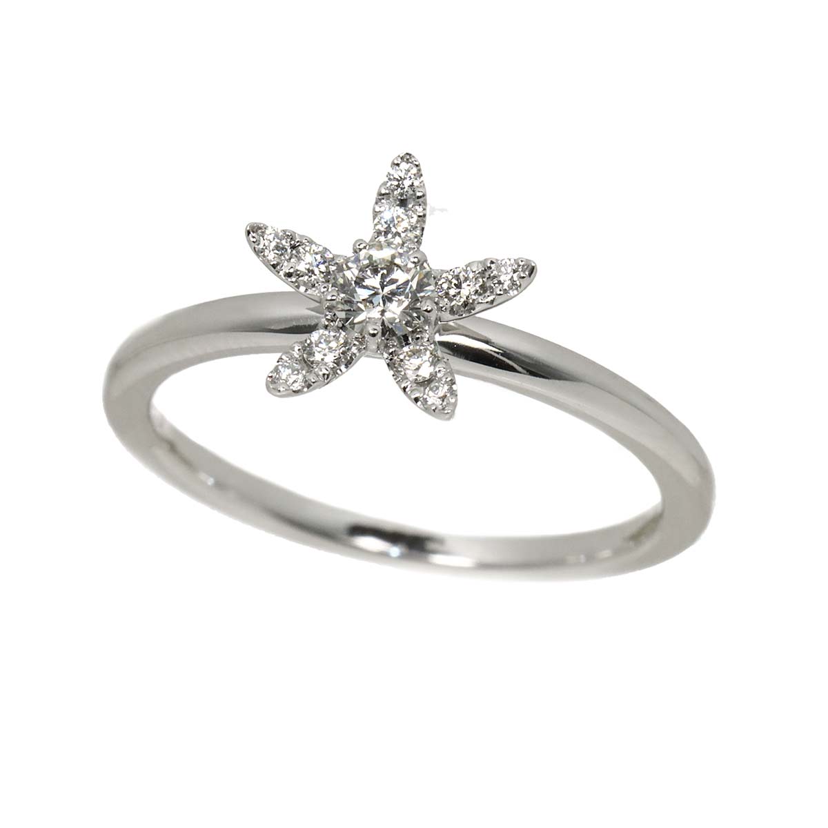 Diamond 0.20ct Ring 18K K18 WG White Gold size6(US)