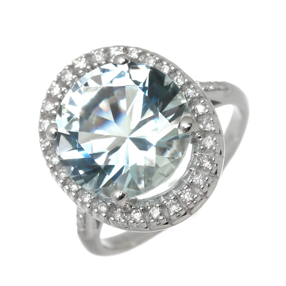 Vraiment toi Aquamarine Diamond Ring 18K WG 750 size4.5(US)
