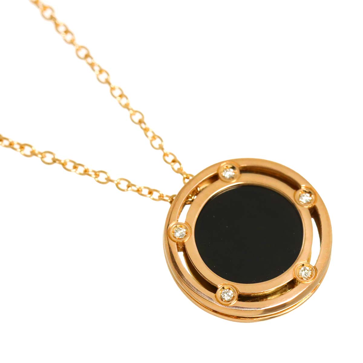 D-SIDE Onyx Diamond Necklace 18K Pink Gold 750