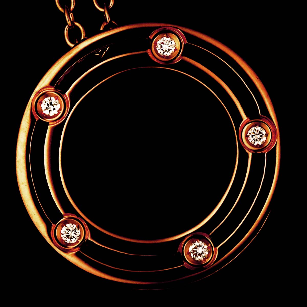 D-SIDE Onyx Diamond Necklace 18K Pink Gold 750