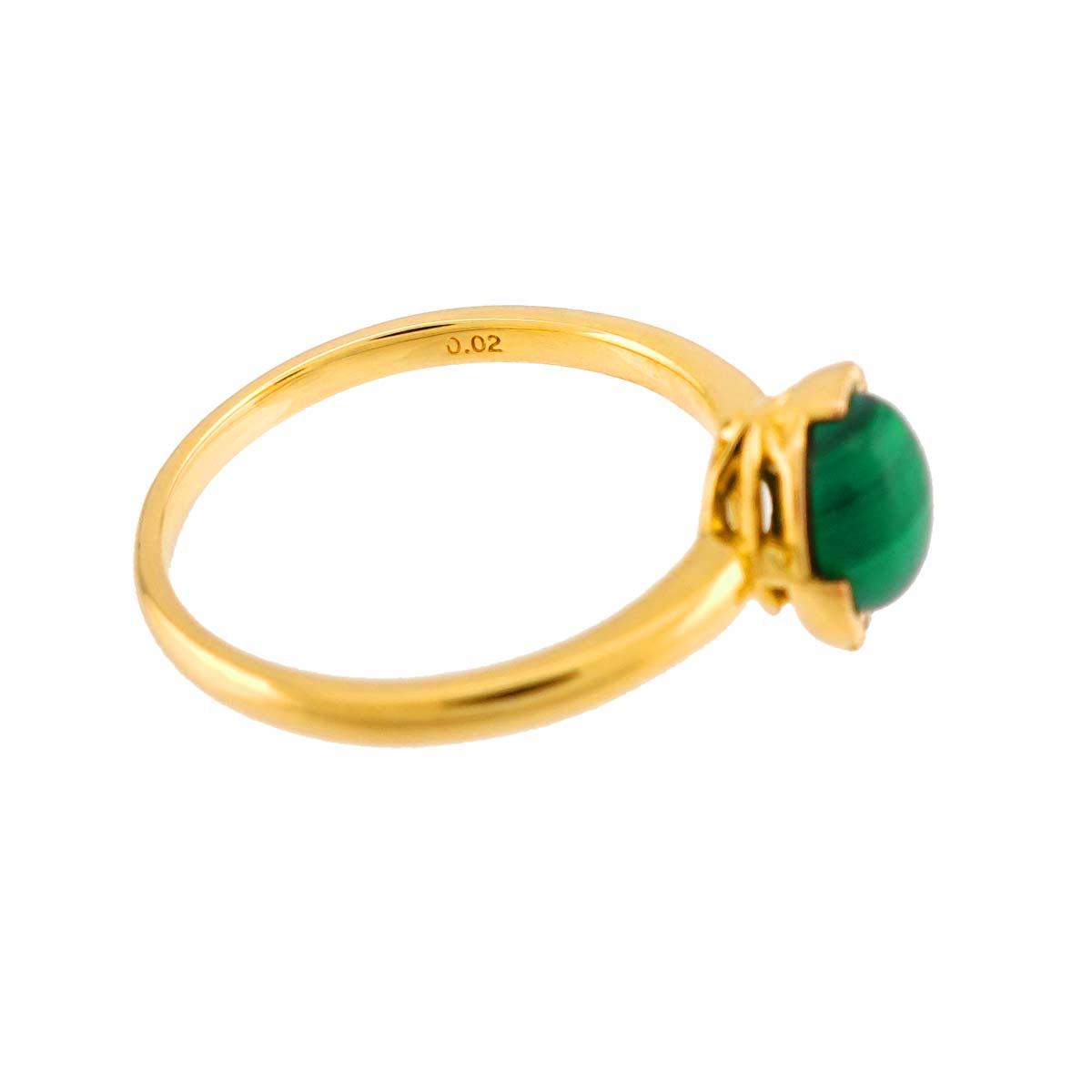Malachite Diamond 0.02ct Ring 18K YG 750 Size4(US)