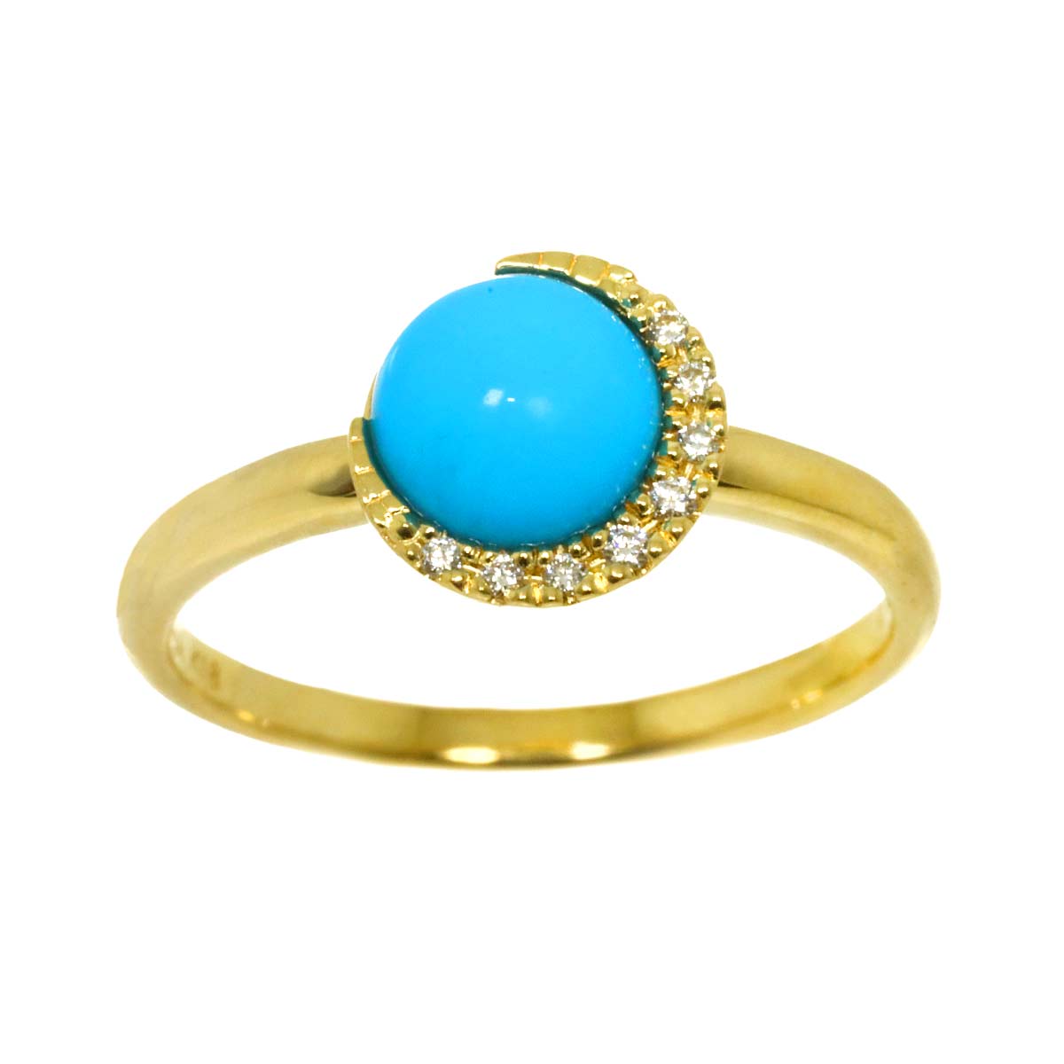 Turquoise Diamond 0.02ct Ring 18K YG 750 Size4(US)