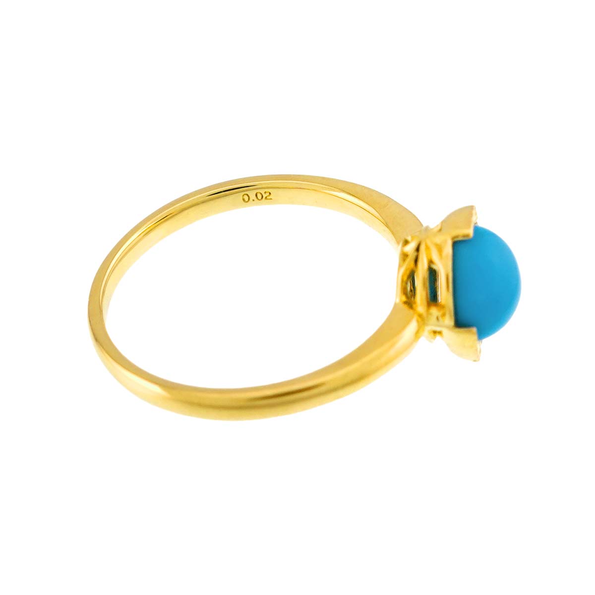 Turquoise Diamond 0.02ct Ring 18K YG 750 Size4(US)