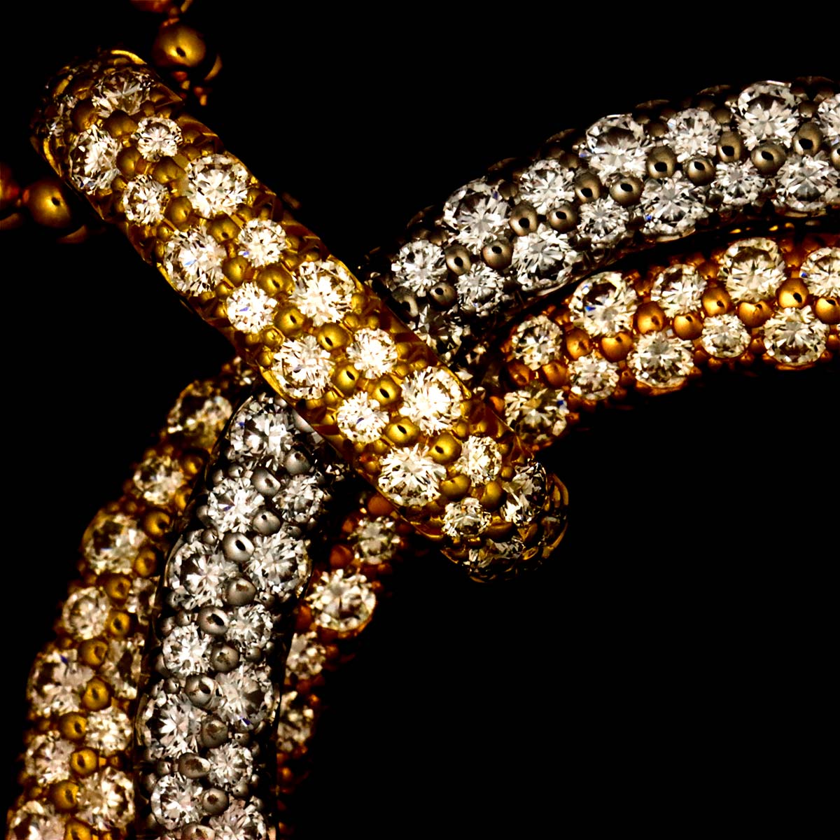 Trinity Pave Diamond Necklace 18K YG WG PG 750