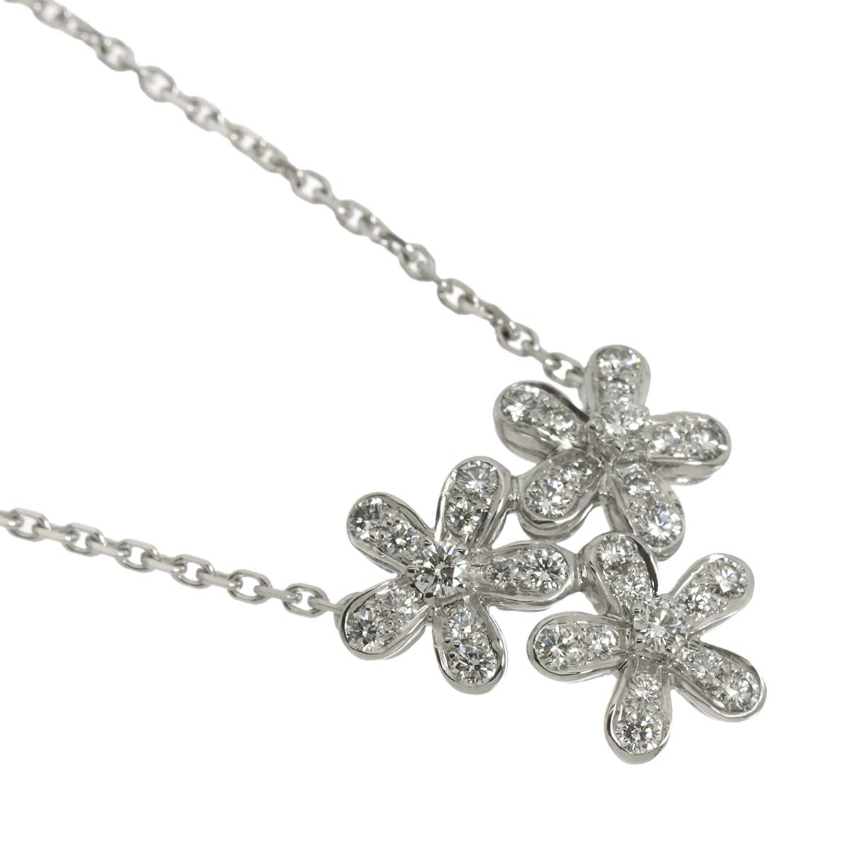 Socrate 3 Flower Diamond Necklace 18K WG 750