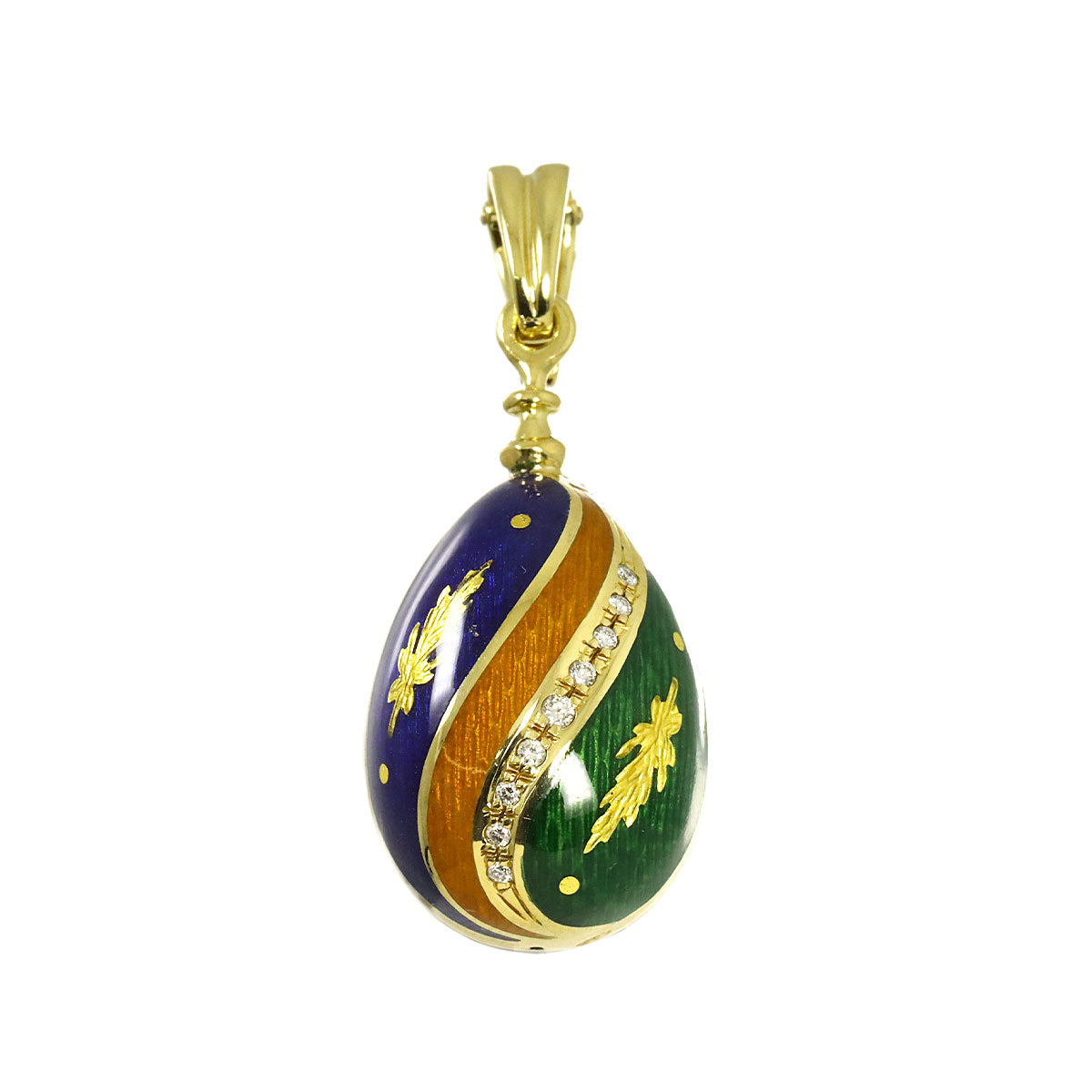 Easter egg Diamond Enamel Pendant Top 18K YG 750