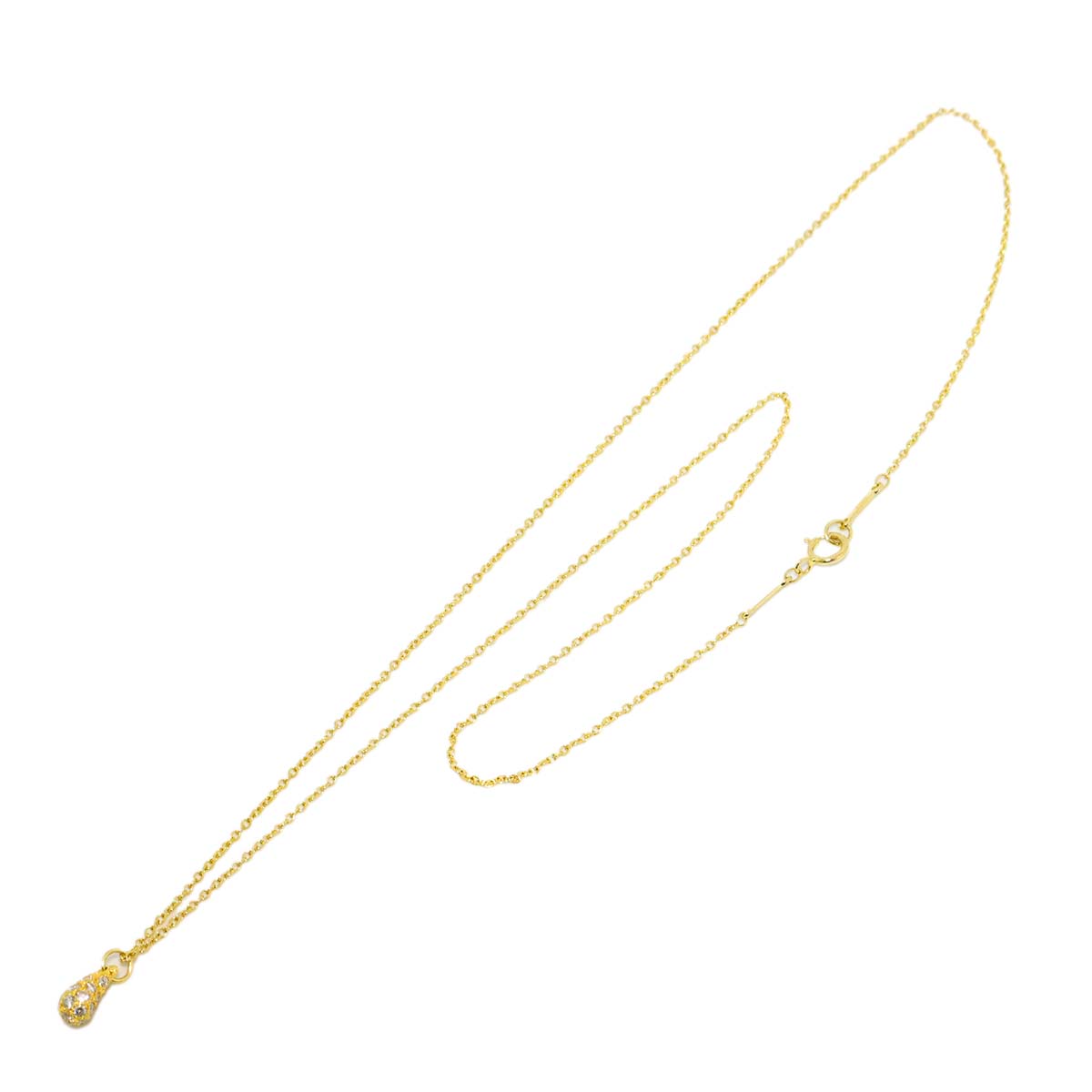 Teardrop Pave diamond Necklace 18K Yellow Gold 750