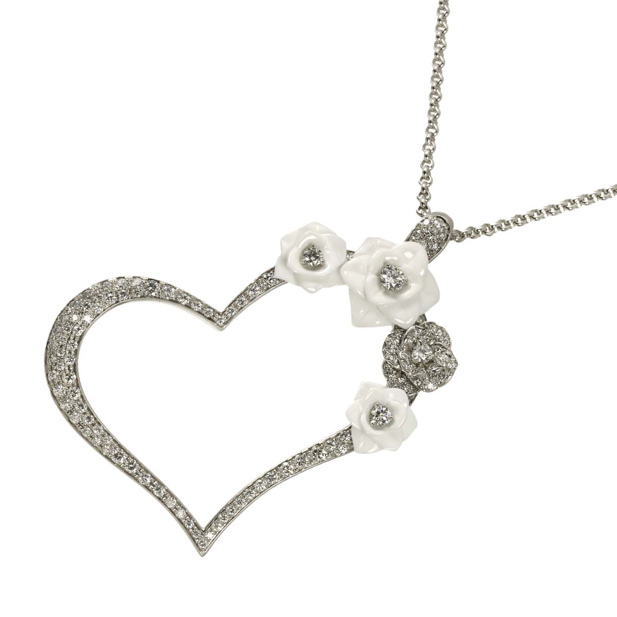 Lime Light Rose Diamond ceramic Necklace 18K WG 750