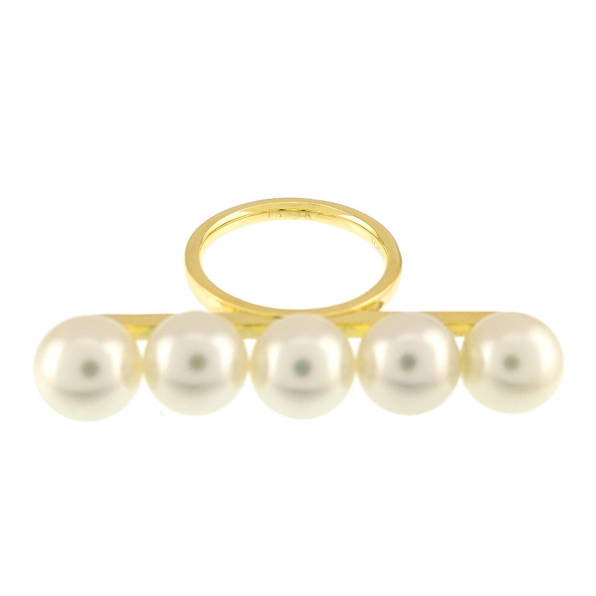 Balance signature Akoya Pearl Ring 18K YG 750 size6(US)