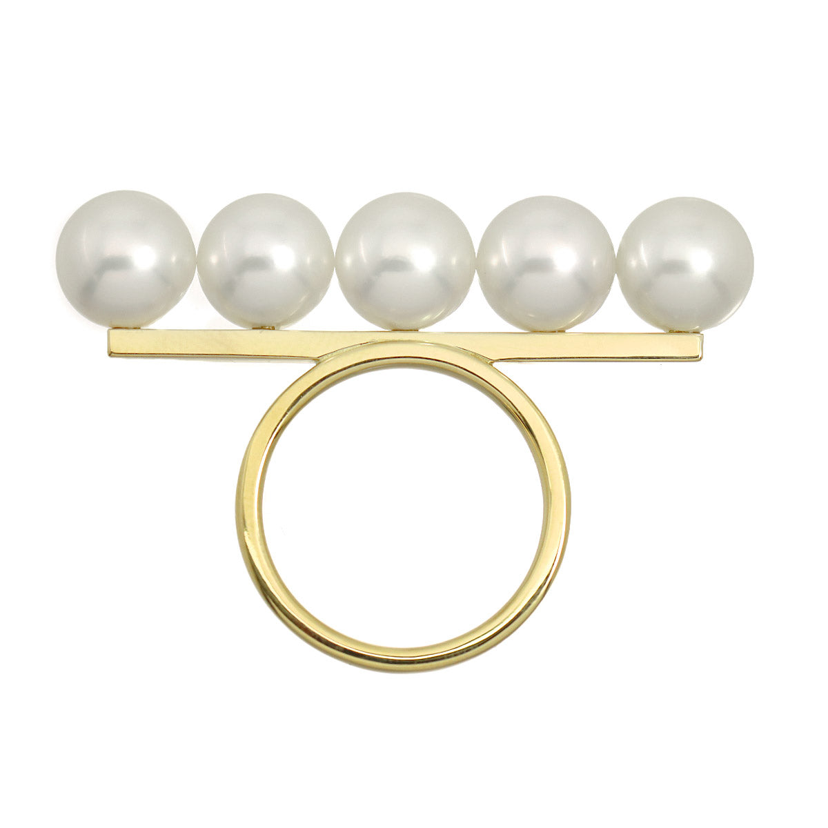 Balance signature Akoya Pearl Ring 18K YG 750 size6(US)