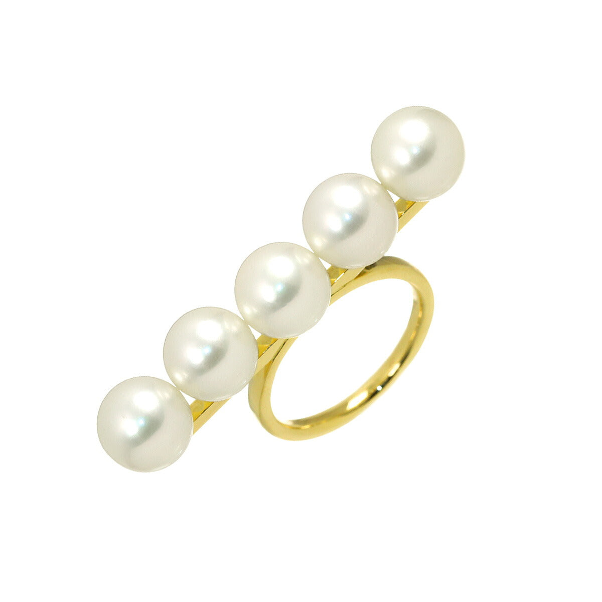 Balance signature Akoya Pearl Ring 18K YG 750 size6(US)