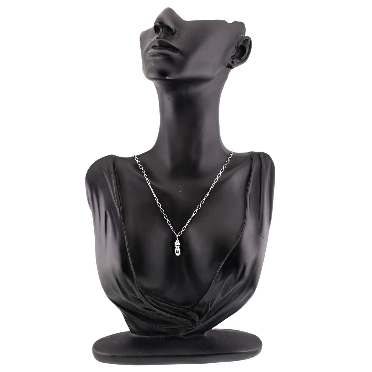 Snowman Sapphire Diamond Necklace 18K White Gold 750