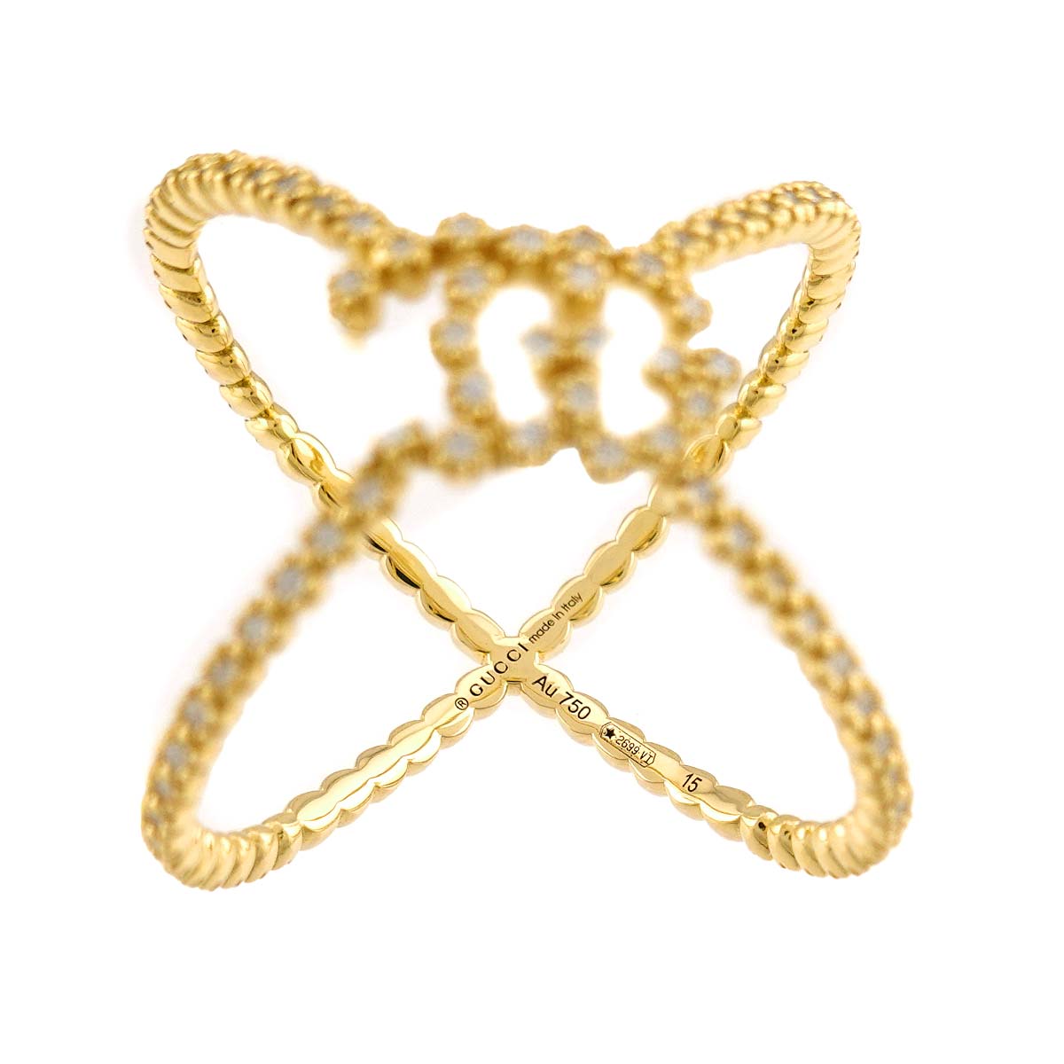 Diamond Ring 18K Yellow Gold 750 Size15 7.75-8(US)