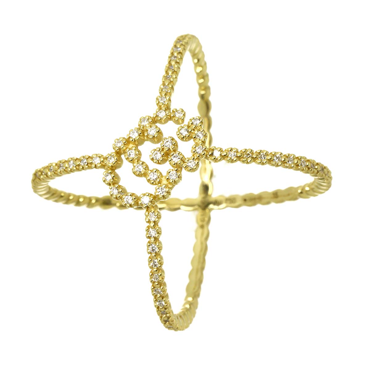 Diamond Ring 18K Yellow Gold 750 Size15 7.75-8(US)