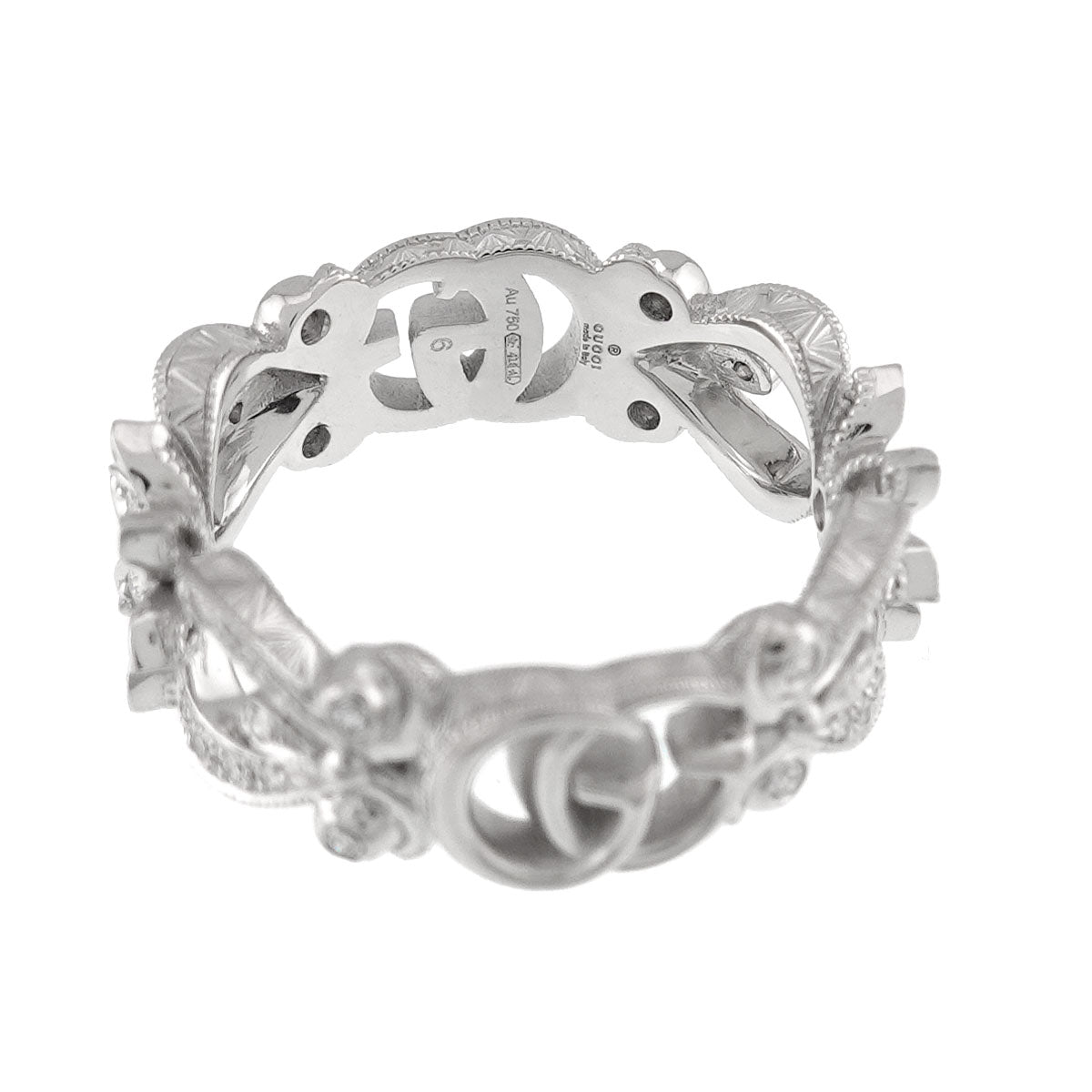 Flora Ring Diamond 18K White Gold 750 Size6 3.75(US)