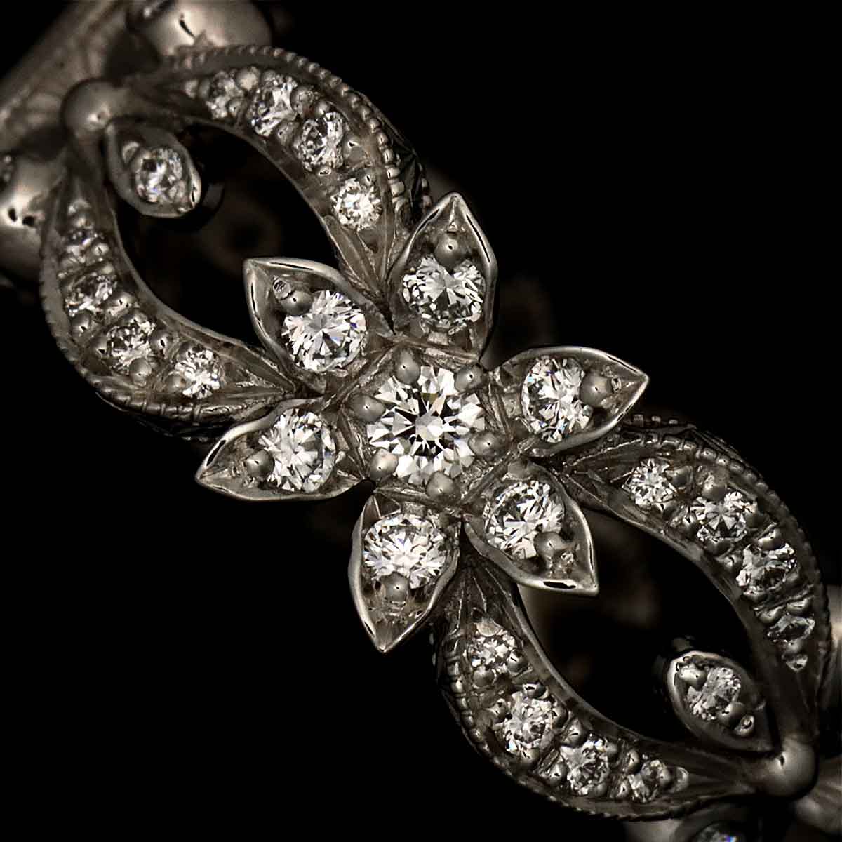 Flora Ring Diamond 18K White Gold 750 Size6 3.75(US)