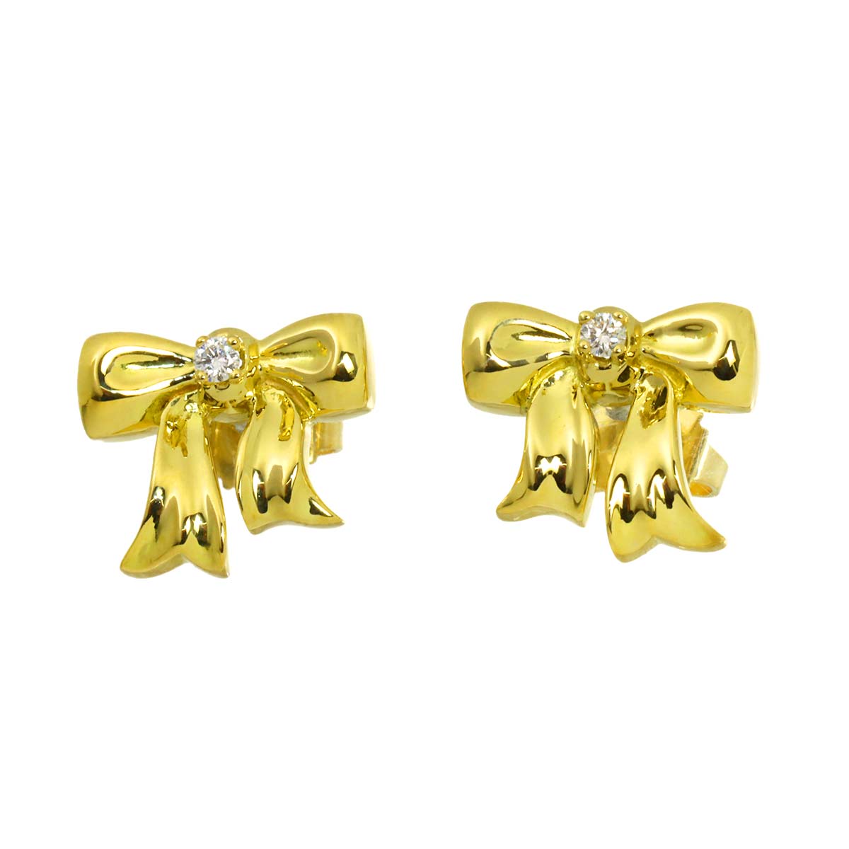 Diamond Earrings Pierced 18K Yellow Gold 750