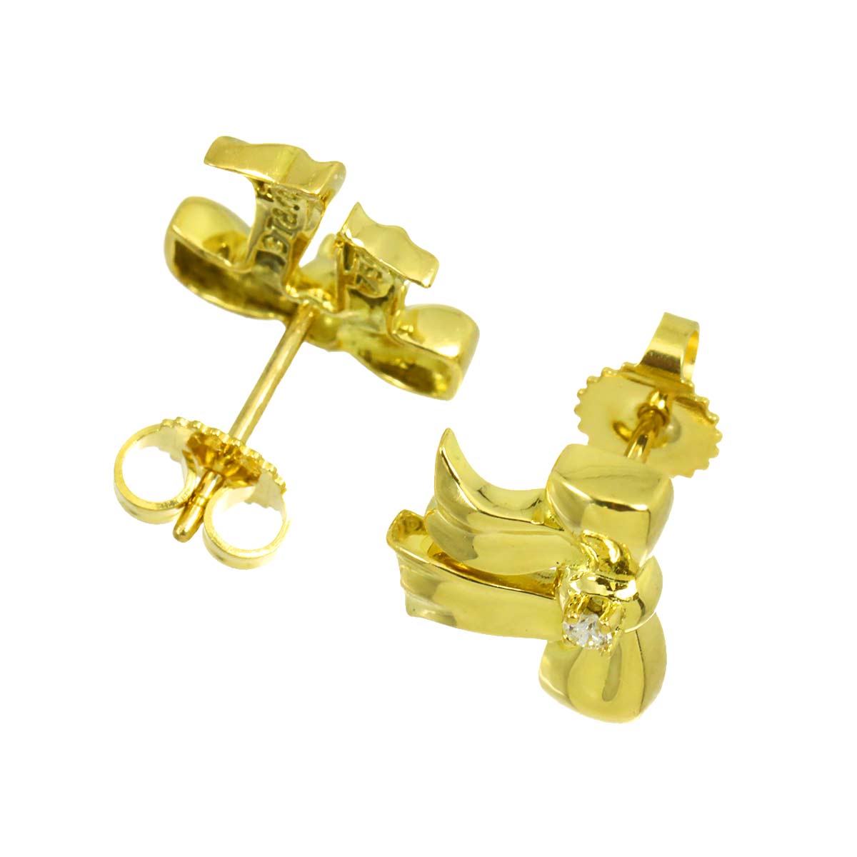Diamond Earrings Pierced 18K Yellow Gold 750