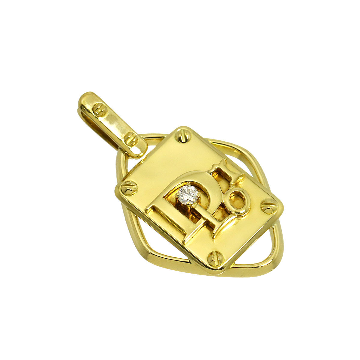 Logo Diamond 0.07ct Pendant Top 18K YG Yellow Gold 750