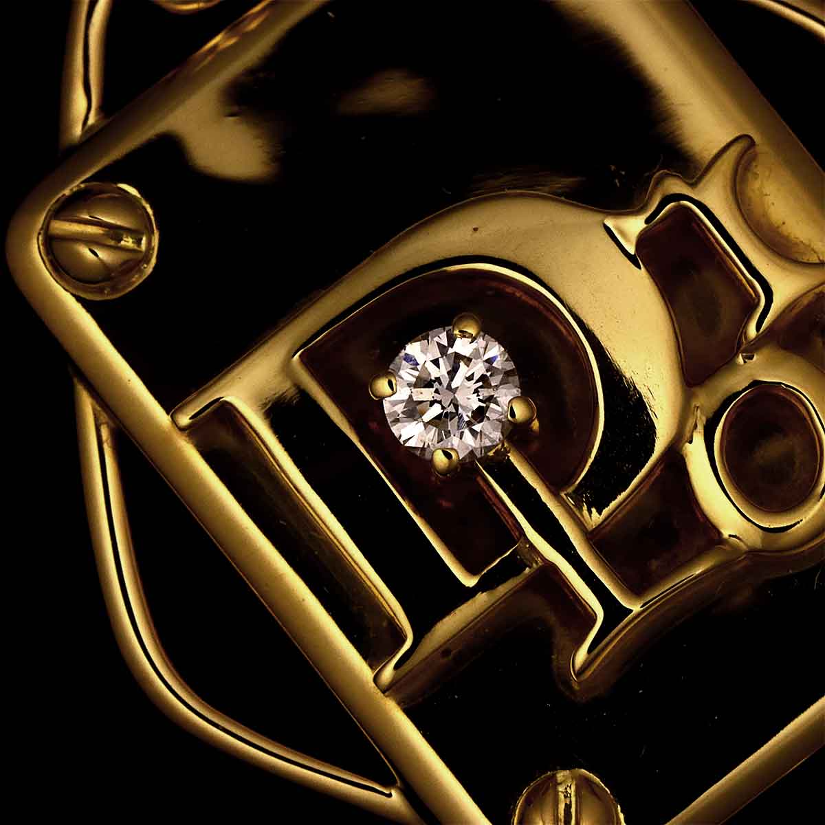 Logo Diamond 0.07ct Pendant Top 18K YG Yellow Gold 750
