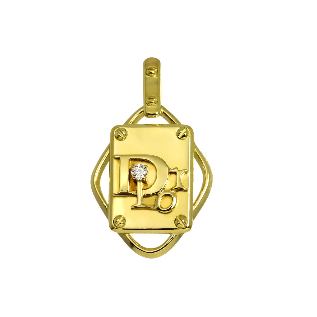 Logo Diamond 0.07ct Pendant Top 18K YG Yellow Gold 750