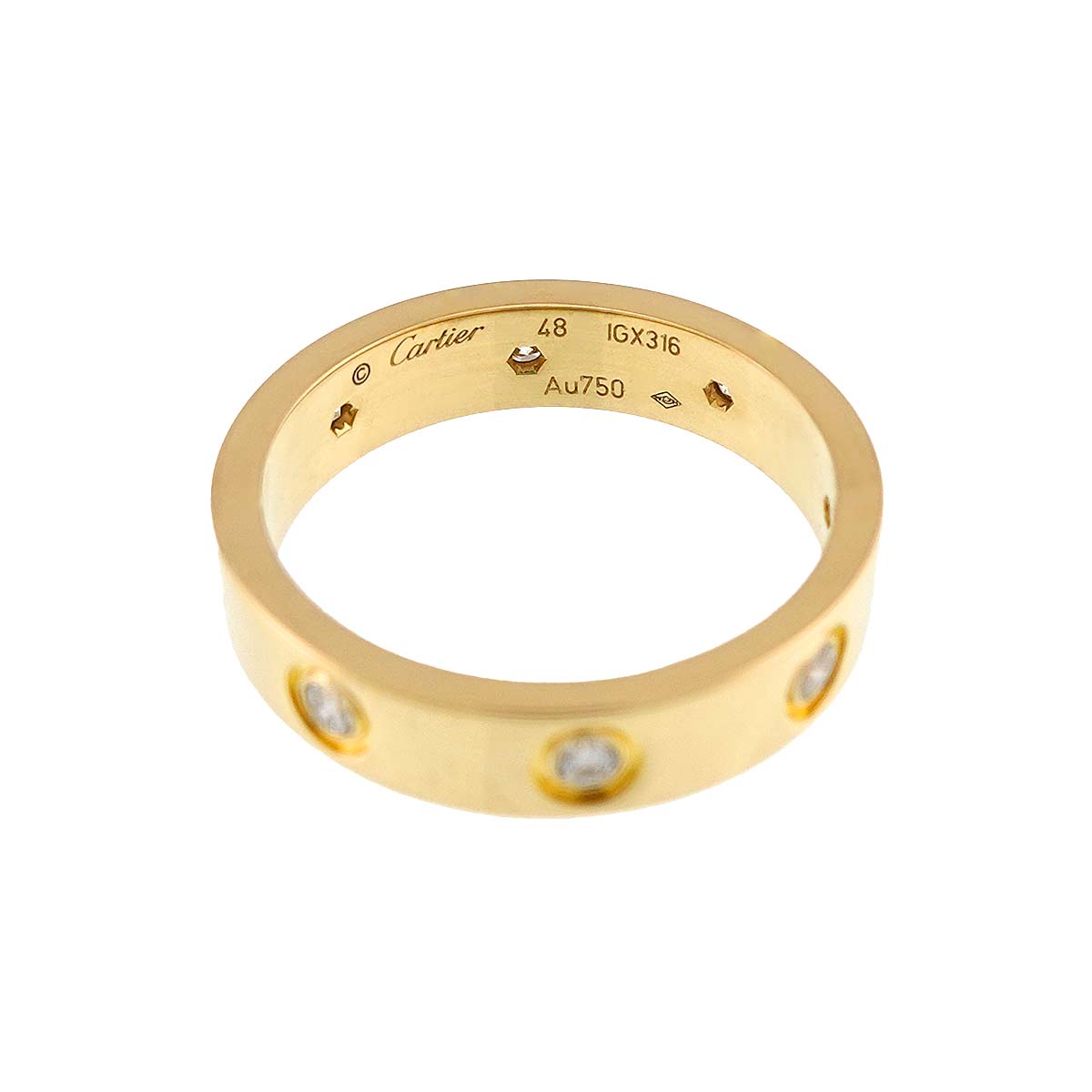 Mini Love Full Diamond Ring 18K Yellow Gold 750 size48 4.5(US)