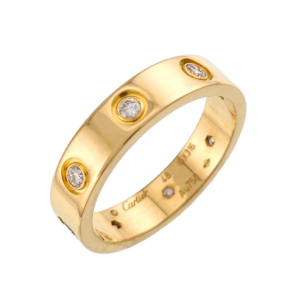 Mini Love Full Diamond Ring 18K Yellow Gold 750 size48 4.5(US)