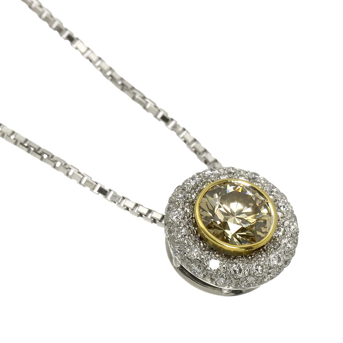 Diamond 0.751ct/0.30ct Necklace Pt 18K Yellow Gold 750