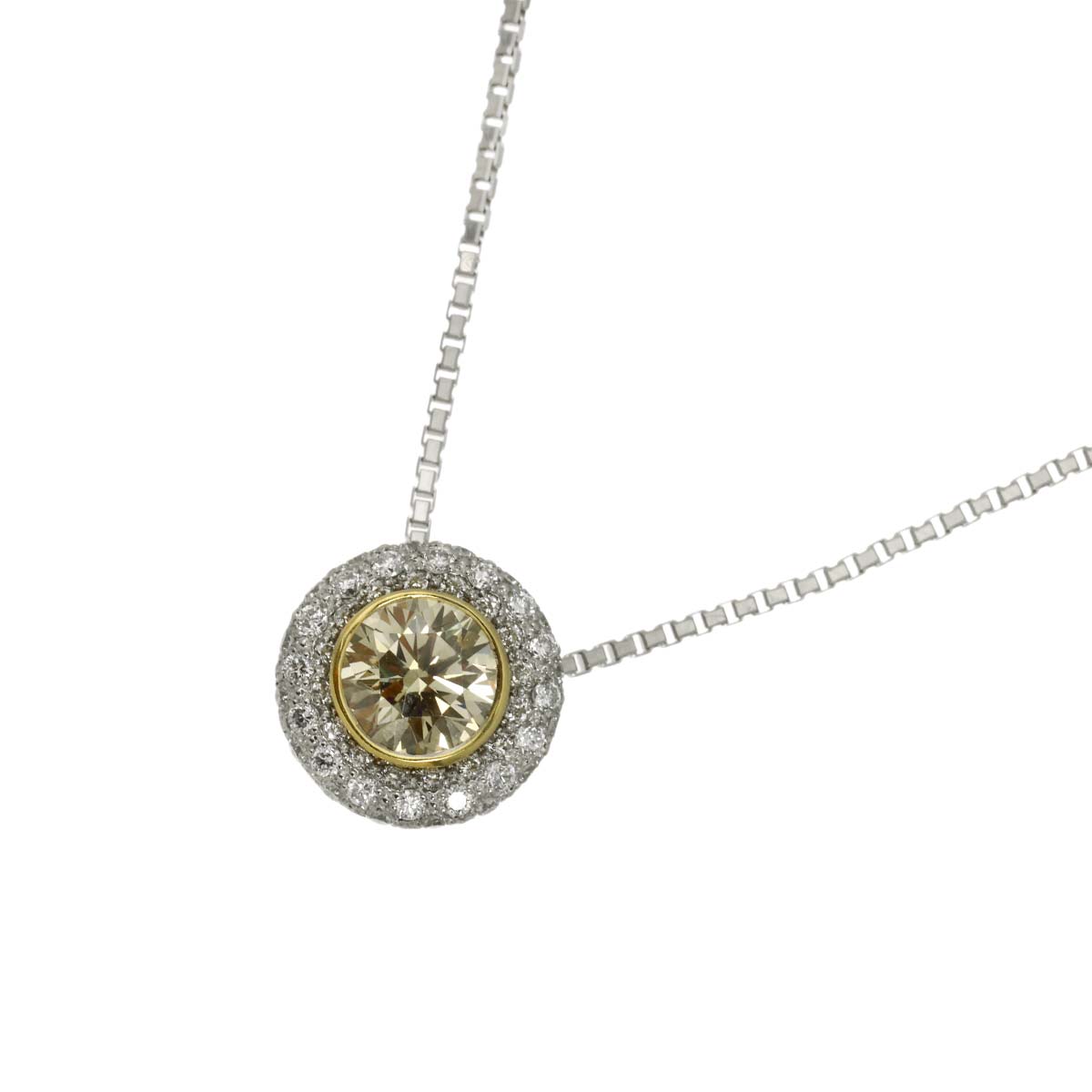 Diamond 0.751ct/0.30ct Necklace Pt 18K Yellow Gold 750