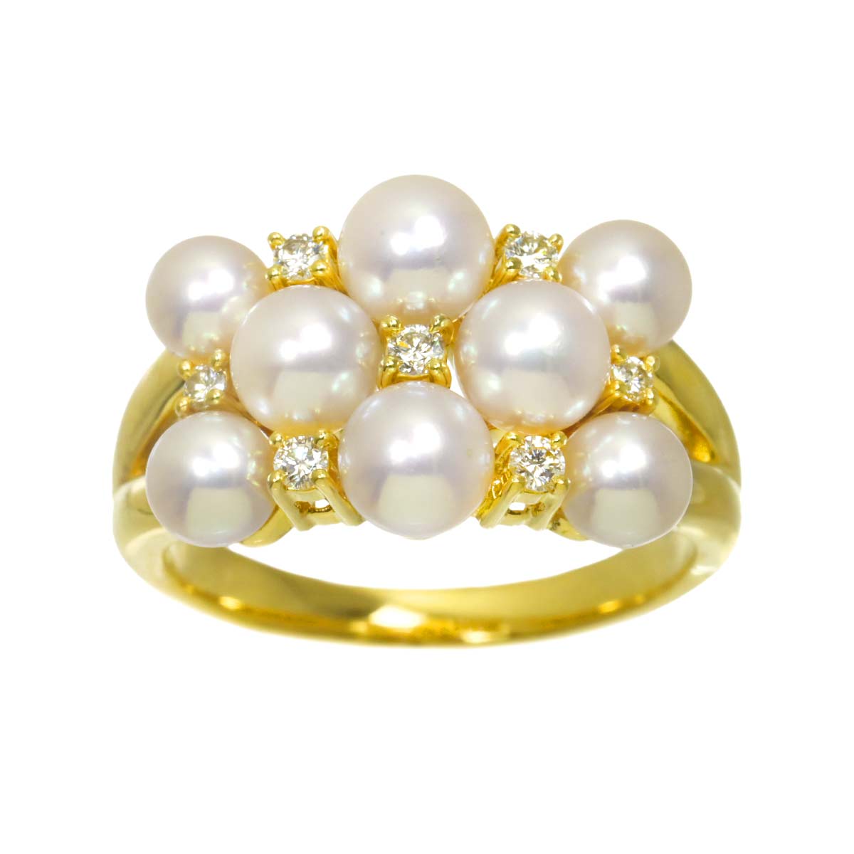 Akoya Pearl 4.9-4.2mm Diamond Ring 18K YG 750 6.25-6.5(US)