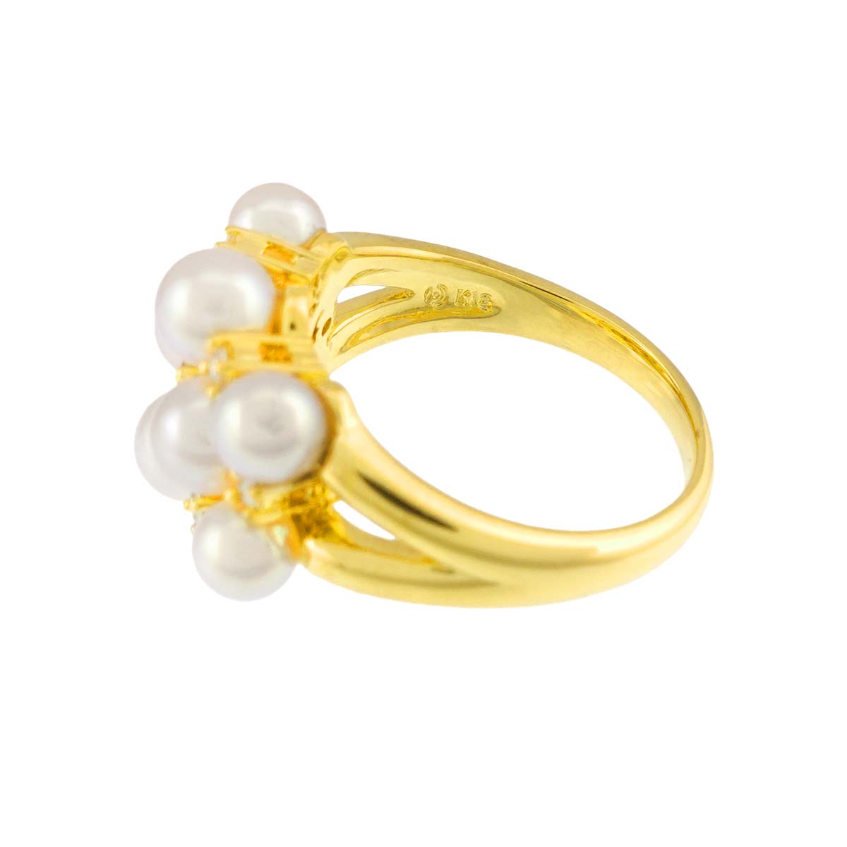 Akoya Pearl 4.9-4.2mm Diamond Ring 18K YG 750 6.25-6.5(US)