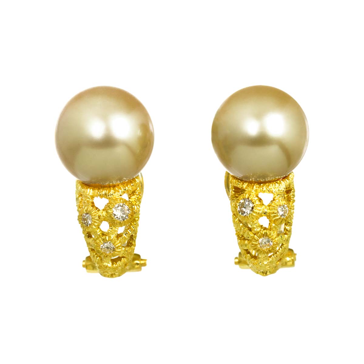 South Sea pearl Diamond 0.06/0.06ct Earrings Clip on 18K YG 750