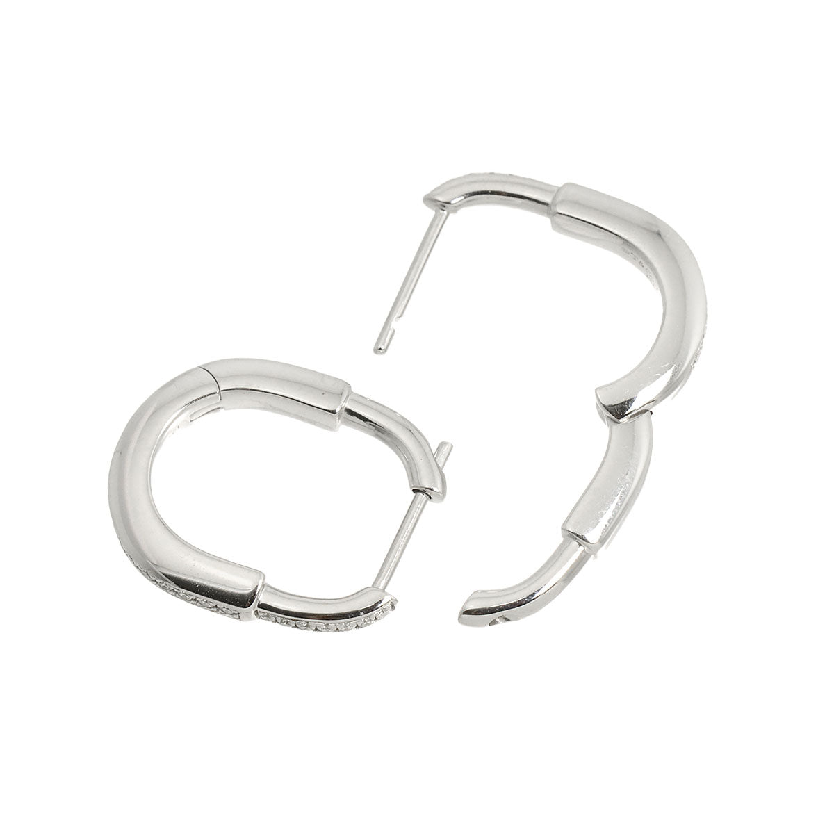 Lock SM Diamond Earrings Pierced 18K WG 750