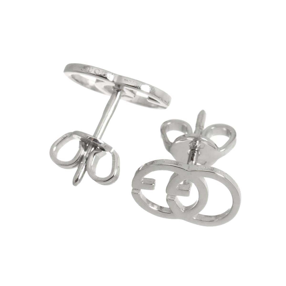 Logo Earrings Pierced 18K White Gold 750