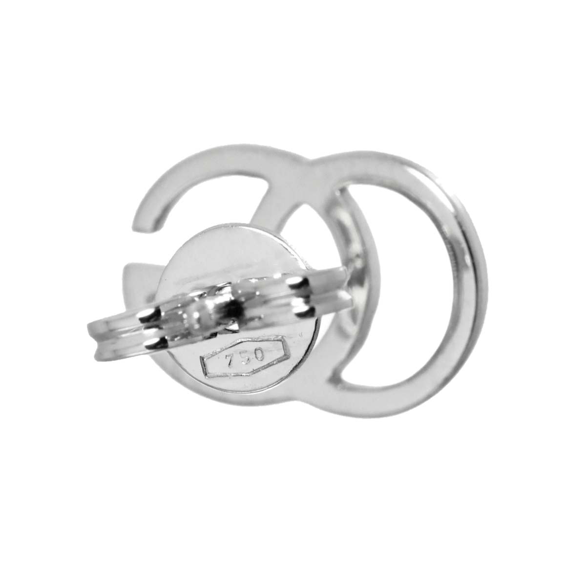Logo Earrings Pierced 18K White Gold 750