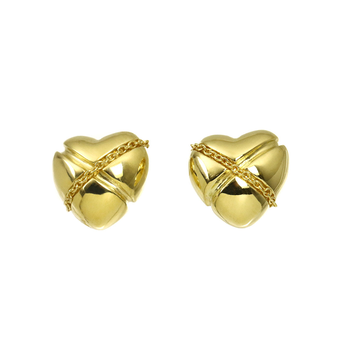Heart Earrings Pierced 18K Yellow Gold 750