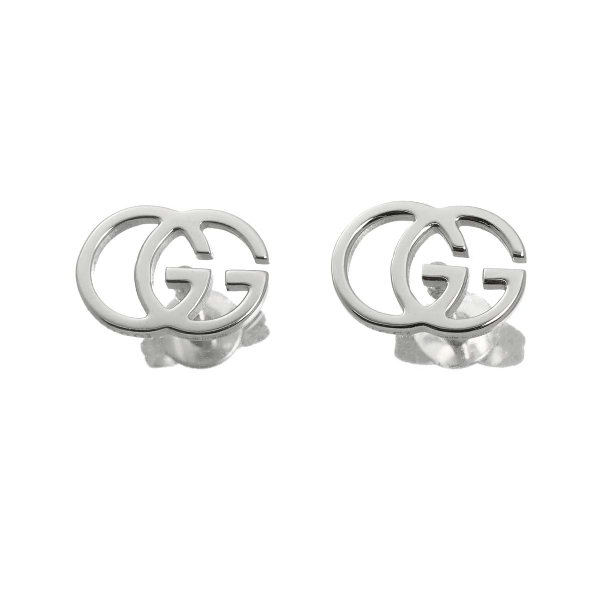 Logo Earrings Pierced 18K White Gold 750