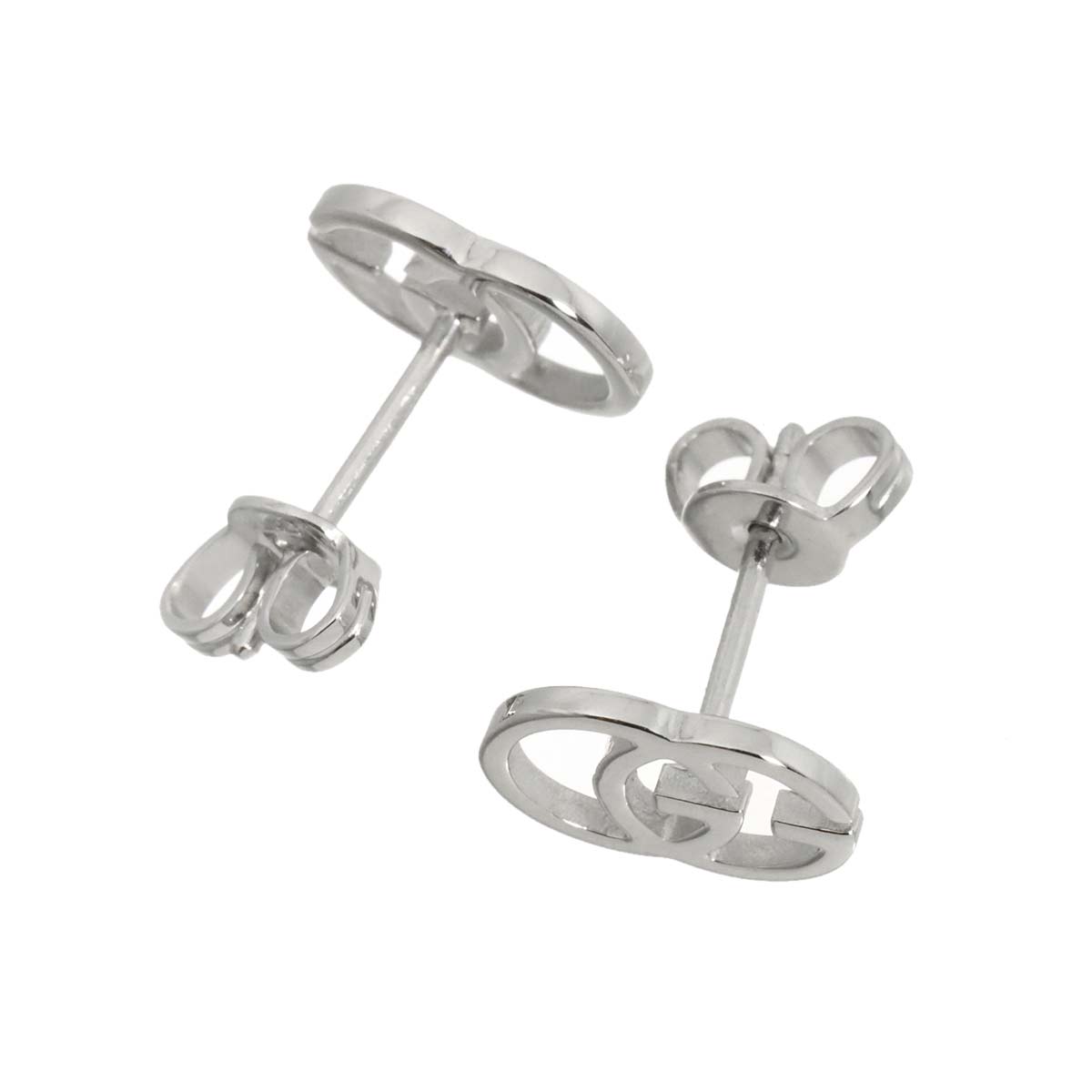 Logo Earrings Pierced 18K White Gold 750