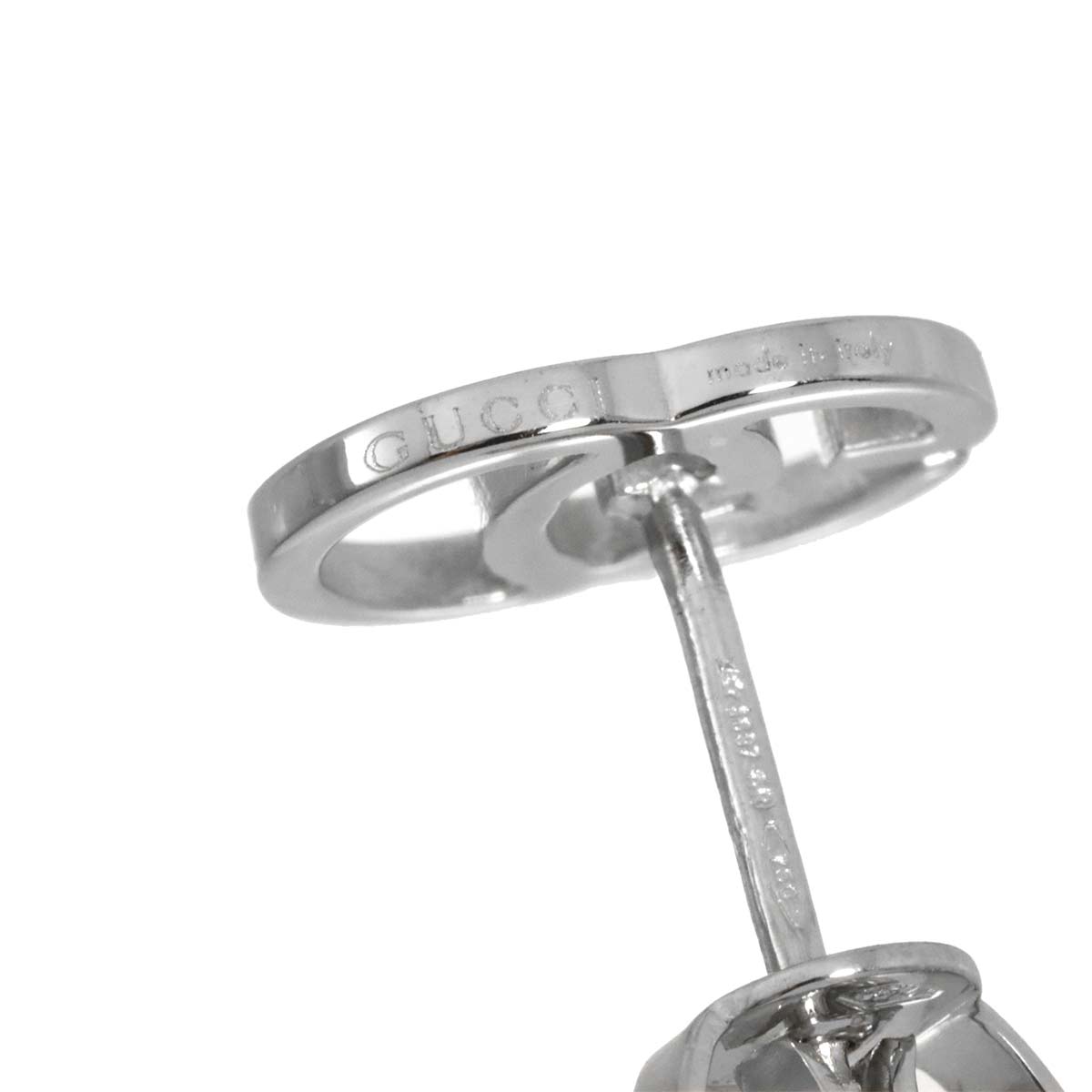 Logo Earrings Pierced 18K White Gold 750