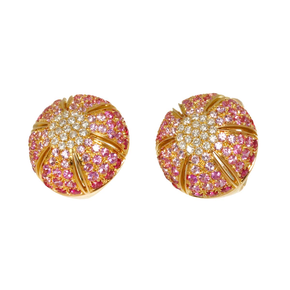 Sapphire Diamond Earrings Pierced 18K PG 750
