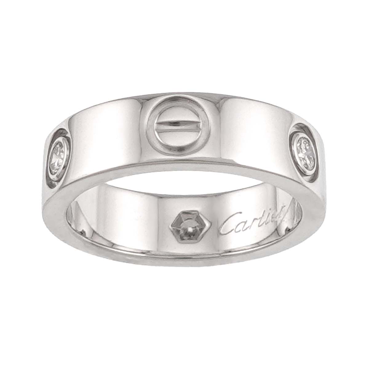 Love Ring Half Diamond 3P 18K WG 750 size51 5.5-5.75(US)