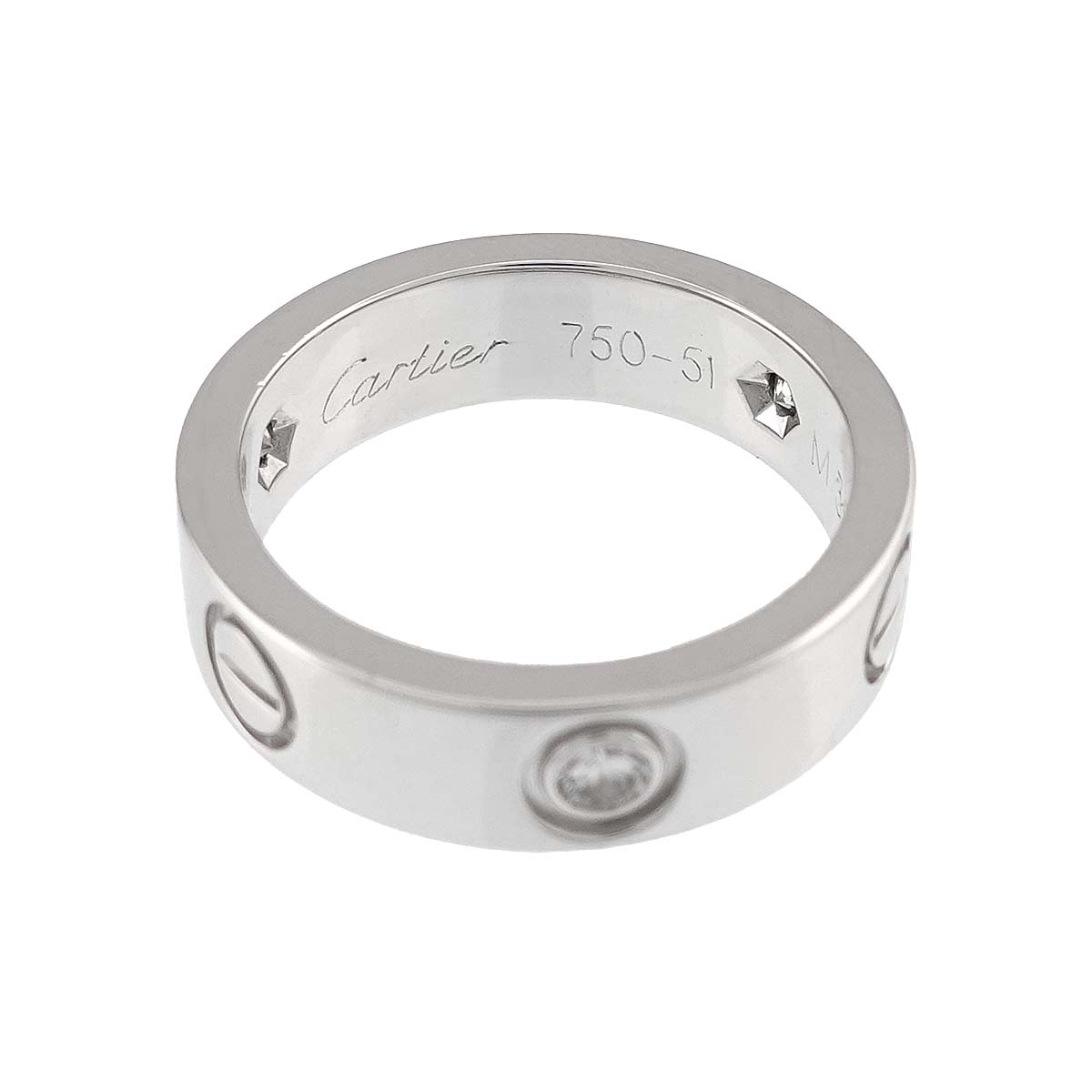 Love Ring Half Diamond 3P 18K WG 750 size51 5.5-5.75(US)
