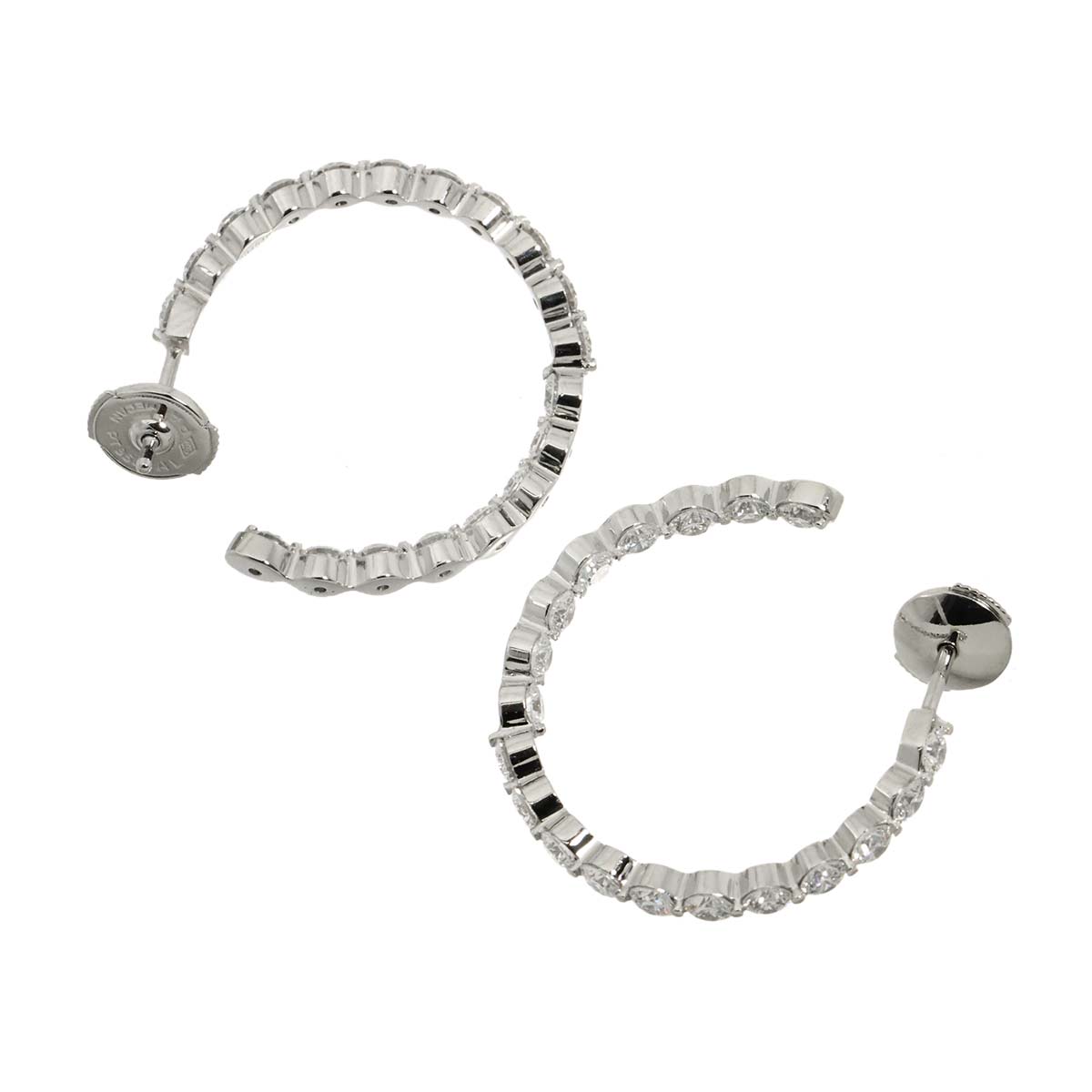Diamond Hoop Earrings Pierced Pt Platinum