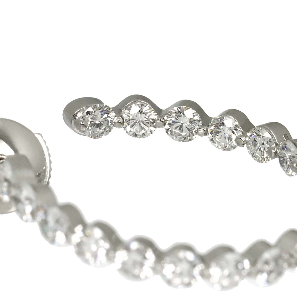 Diamond Hoop Earrings Pierced Pt Platinum