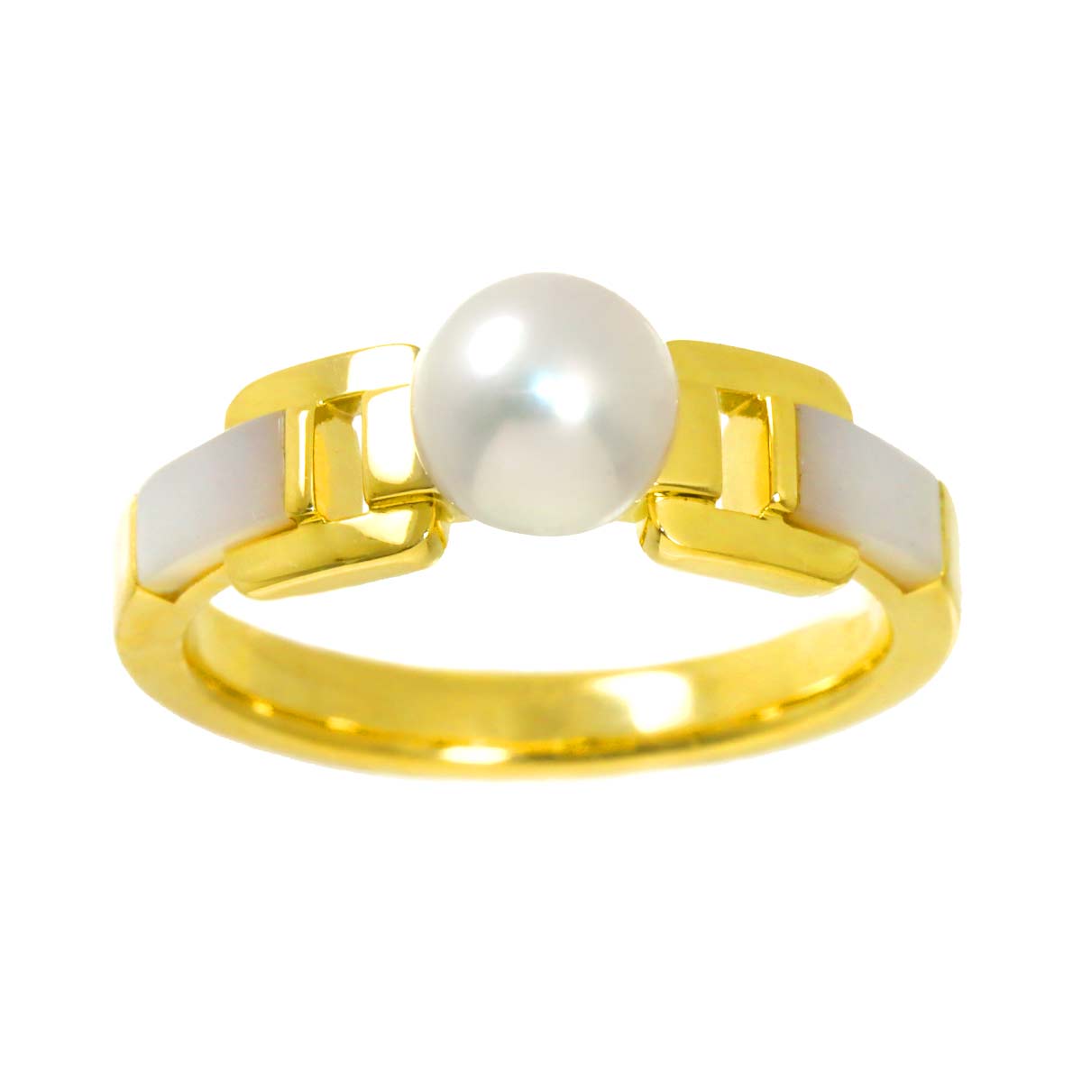 Akoya Pearl 6.3mm MOP Ring 18K YG 750 Size6(US)
