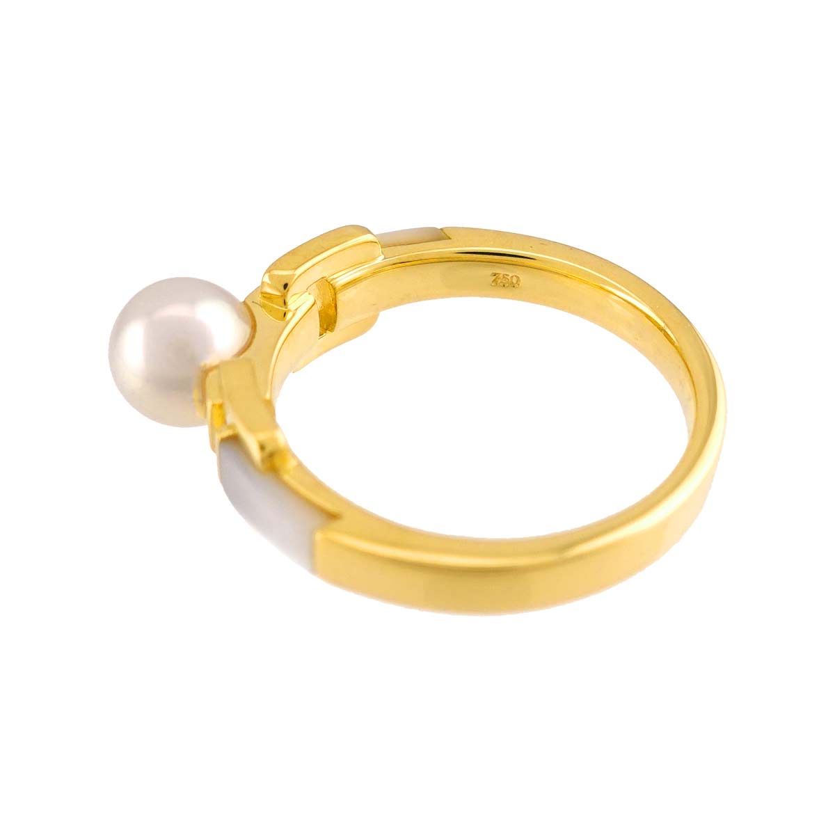 Akoya Pearl 6.3mm MOP Ring 18K YG 750 Size6(US)